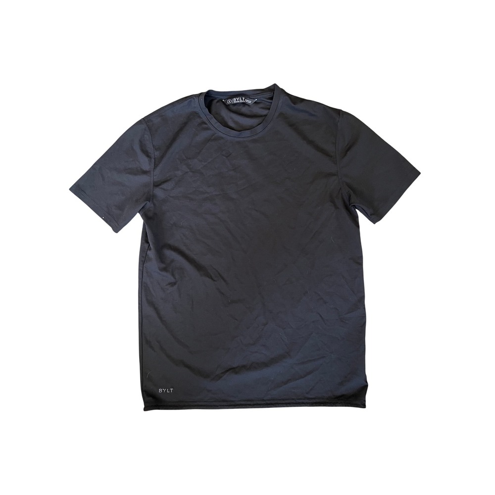 BYLT Premium Basics Mens Small Black Drop-Cut Short Sleeve Crewneck T-Shirt